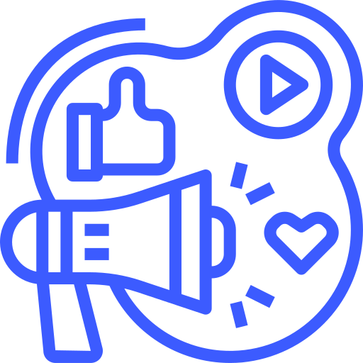 Social Media marketing icon showing followers and activity on social meida